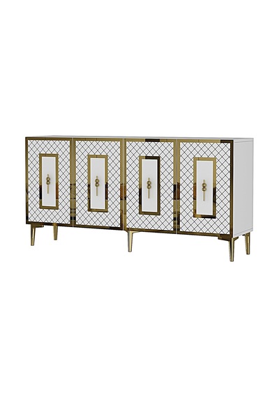 Ka1510bg Puma Konsol, Tv Sehpası Beyaz-gold 150cm Beyaz-gold