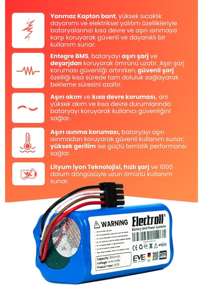 Arzum Robotek X2 Ar4301 Uyumlu Batarya Yüksek Kapasite 2800mah