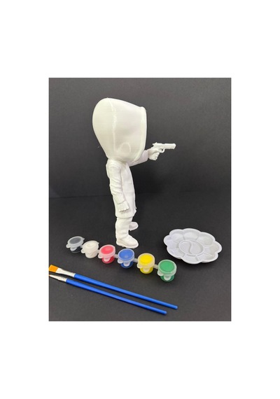 3d Squid Game Front Man Yönetici 15 Cm - Kendin Boya Hobi Ve Etkinlik Seti - Akrilik Boya + 2 Fırça