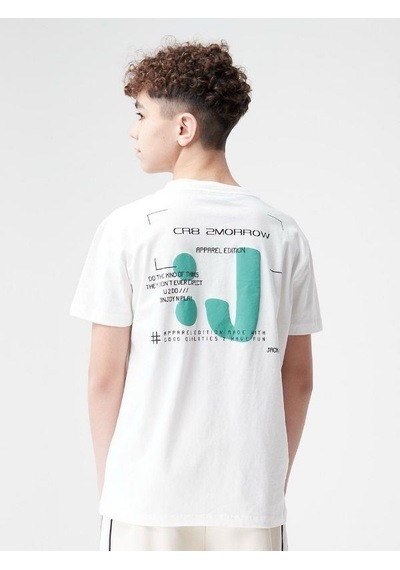 Jack Lions Erkek Çocuk Pamuklu Yazılı Tshirt-14022-krem Krem