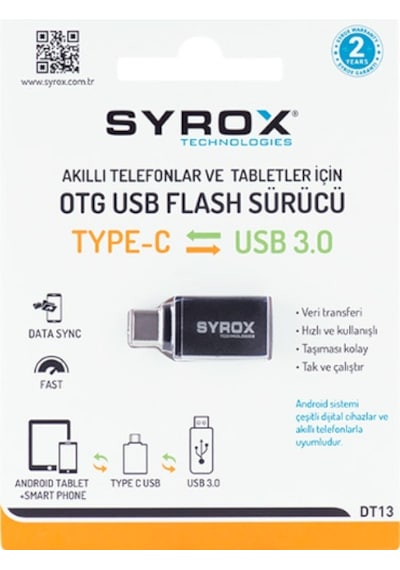 Syrox Usb 3.0 Giriş Type-C Uç Çıkış Otg Dönüştürücü Dt13