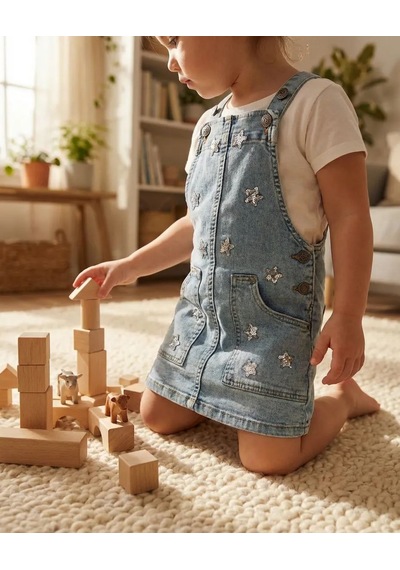 Dmb Kids %100 Pamuk Kız Çocuk Kot Salopet Yıldız Desenli Askılı Kot Jile Elbise Bayramlık Çocuk Elbisesi Kot Mavi Dmb Kids %100 Pamuk Kız Çocuk Kot Salopet Yıldız Desenli Askılı Kot Jile Elbise Bayramlık Çocuk Elbisesi Kot Mavi