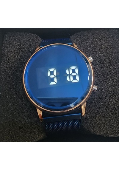 Unisex Çelik Kasa Dijital Led Ekran Kol Saati Lacivertrose - 132317797 Altın