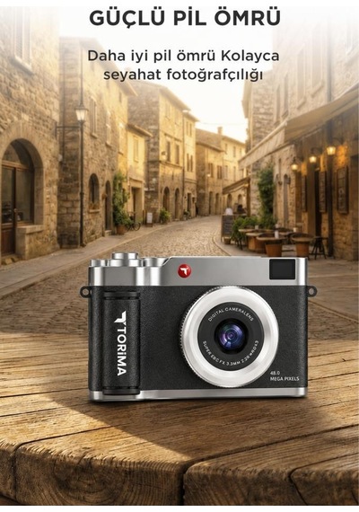 Torima CMR50 Mini Dijital Retro Kamera 48 MP Selfie Video Vlog Kamerası