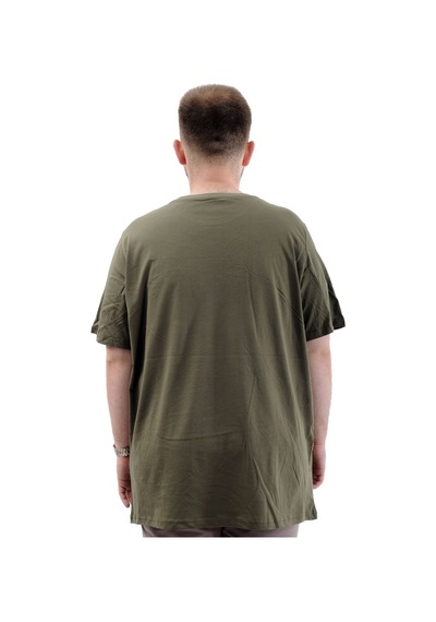 Mode Xl Battal Beden Erkek Pamuklu T-shirt Yumuşak Dokulu Baskılı Belıef U24085 Haki Haki