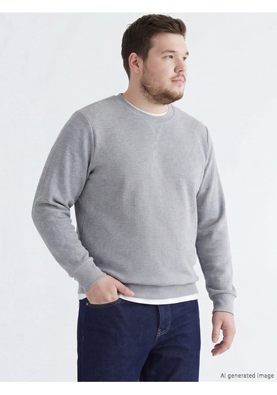Lcwaıkıkı Classic Gri Bisiklet Yaka Erkek Sweatshirt