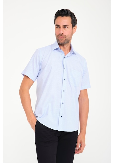 Klasik Kısa Kol Açık Zemin Kutu Desen Keten Cotton Hediye Kutulu Erkek Gömlek Fs-000745 - Açık Mavi-1674 Açık Mavi