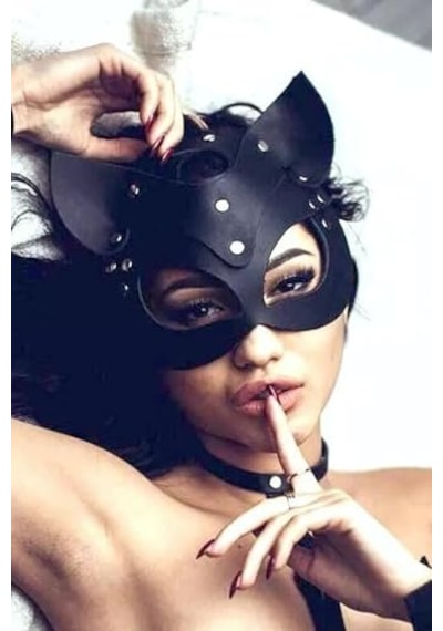 Sınırsızmarket Siyah Fantezi Deri Maske Kedi Maske