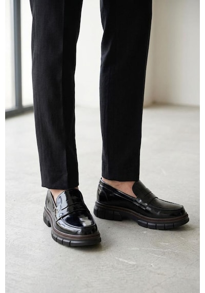 Pisagor Ps-3117 Hakiki Deri Erkek Loafer Ayakkabı Siyah
