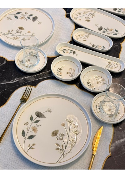 29 Parça Porselen Kahvaltı Takımı Lotus Arte-5342 Beyaz