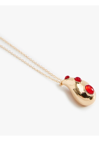Koton Damla Charm Detaylı Kolye Bordo 5wak70445aa Bordo