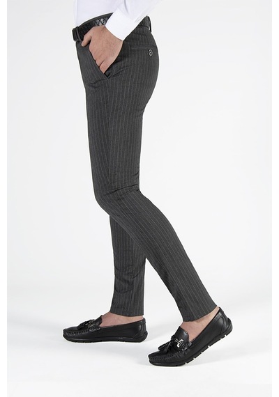 Terapi Men Erkek Antrasit Slim Fit Dik Çizgili Keten Pantolon Çok Renkli3