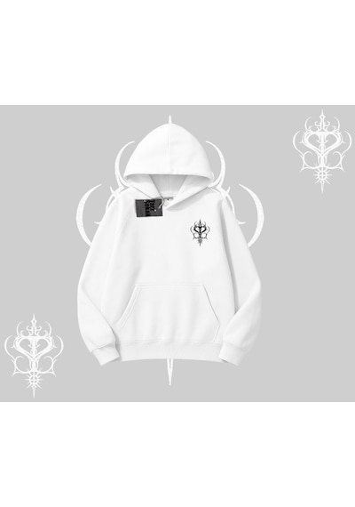 Startmore Meowsic Purrfect Kedi Arka Baskılı Kapşonlu Sweatshirt Beyaz