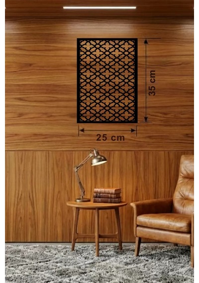 Geometrik Kafes Desenli Ahşap Duvar Tablosu - 25x35 Cm Lazer Kesim Dekoratif Pano Renkli