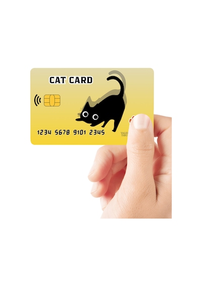 Cat Card Yellow Parlak Kredi/banka Kart Kaplama Sticker Standart