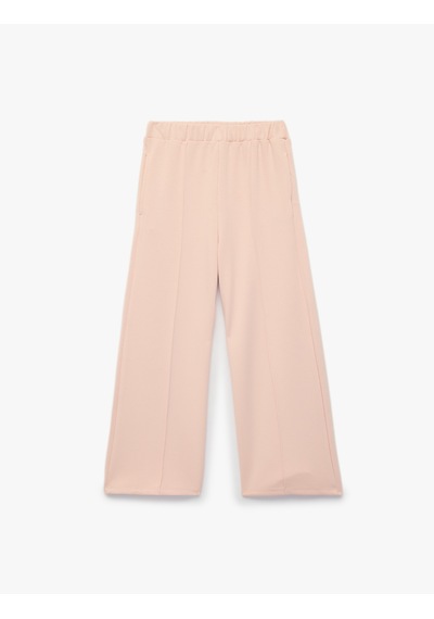 Koton Beli Lastikli Viskon Karışımlı Geniş Paça Pantolon Pembe 7wmg40040ak Gül