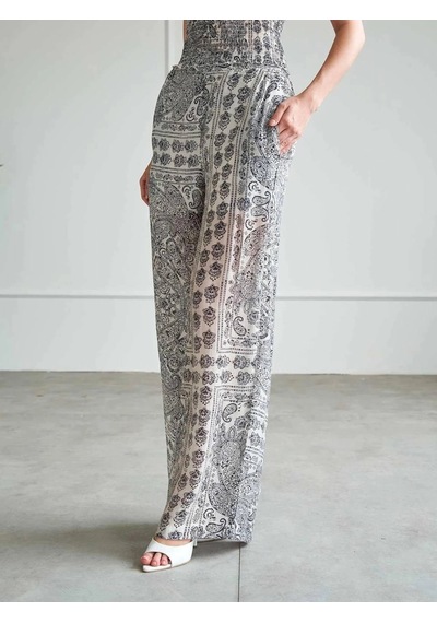 Elora Atelier Bohem Desen Crop Pantolan Takım Çok Renkli
