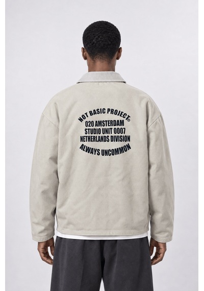 Respire Erkek Not Basic Project Baskılı Oversize Ceket Bej