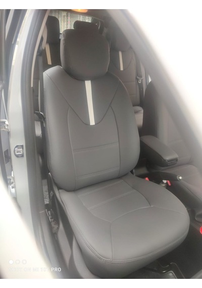 Clio 4 Arka Sırt 2+1 Komple Gri Deri Beyaz Şerit Gri Ip