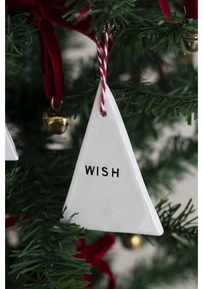 Yılbaşı El Yapımı Seramik 3 Lü Çam Ağacı Süsü Noel Joy Wish Beyaz - 304352844