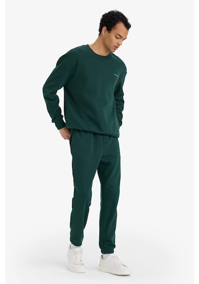 Defacto Boxy Fit 2li Takım Bisiklet Yaka Baskılı Sweatshirt Eşofman Altı F9623ax25augn919 Yeşil-gn919
