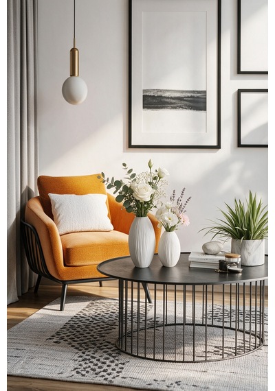 2'li Minimalist Vazo Set - Modern Salon Dekoru, Hediyelik - Hindistan Cevizi Dokulu - Beyaz