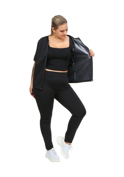 Enenstyle Fashıon Boutıque Fermuarlı Termal Sauna Badi Takım Siyah