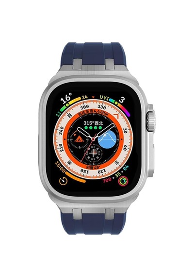 Watch Ultra 1/2/3 49mm Kordon Metal Bağlantılı Silikon Kordon 89 İle Uyumlu