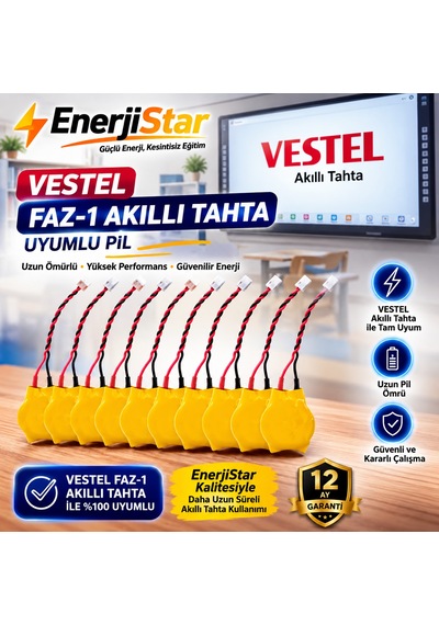 Vestel Etkileşimli Faz-1 Akıllı Tahta Cr2032 Kablolu Soketli Bios Pili 10'lu