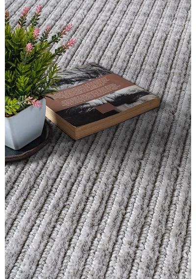 Yalın Microfiber Bukle Dokuma Halı Antre Hol Kesme Halı Yolluk 5771 Krem Gri Gri