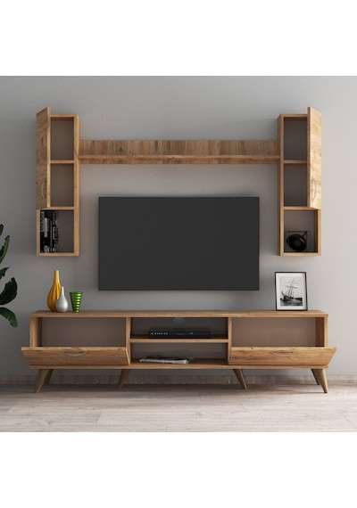 Mega 180 Lik Kapaklı Raflı Tv Ünitesi Çam - Tvu0202 Mega 180 Lik Kapaklı Raflı Tv Ünitesi Çam - Tvu0202