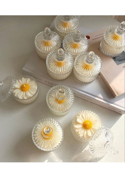 Bernami Mumluk Şamdanpinterest Dekoratif Tek Li Mum Papatya Mika Şekerlik Diğer