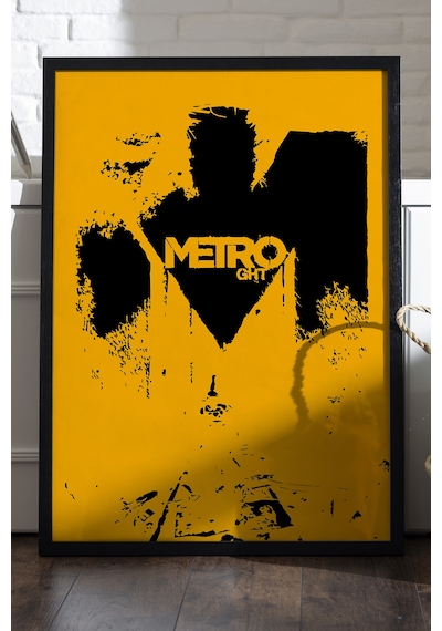 Metro Siyah Ahşap Çerçeveli Poster, Dekoratif Oyun Duvar Tablosu
