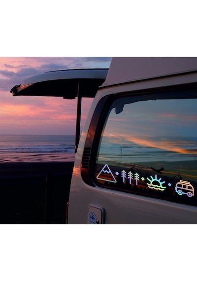 Sahil,karava,dağ Ve Orman Sticker - Araba Oto Motosiklet Karavan Cam Sticker - 02123 15X2,5 Cm