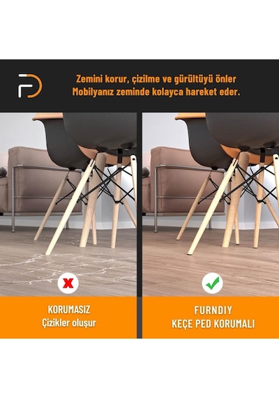 Furndiy Kendinden Yapışkanlı Yuvarlak Keçe 30 Mm Siyah 18 Parça Siyah
