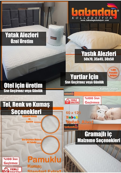 %100 Sıvı Geçirmez 180gr Dolgulu Pofuduk Yatak Alezi Beyaz