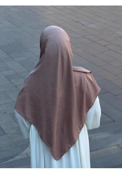 Qalortex Scarf Premium Jakarlı Sare Büyük Boy Eşarp - Pudra