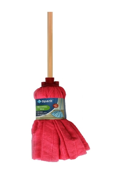 Spark Havlu Paspas Mop Large Ucu Ve Ahşap Sapı Takım Fuşya