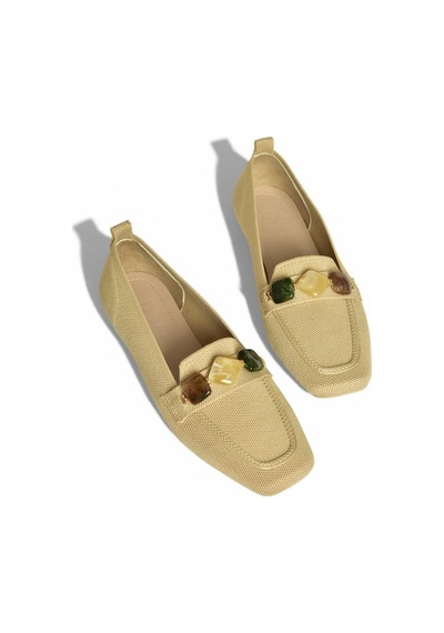 Fox Shoes Y820400304 Ten Triko Kumaş Boncuk Detaylı Kadın Babet Ten