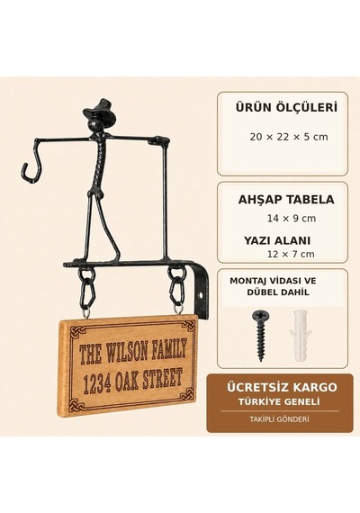 Kişiselleştirilebilir Tabelalı Fener Askısı ve Çiçek Askılığı WH005