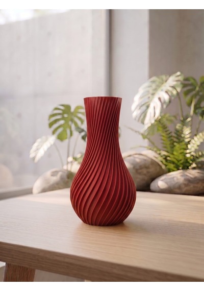 Dekoratif Vazo, 15 Cm, 3d Baskı Kırmızı