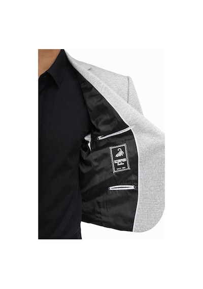 Plus Scorpion Erkek Karyağdı Desenli Slim Fit Blazer Ceket Siyah & Bej Şık Günlük Ve Ofis Kombin Siyah