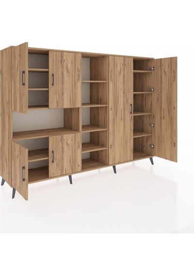 Hyperion Dolap 13 Raflı 6 Kapaklı 220x44x163 Çam-çam Çam-çam