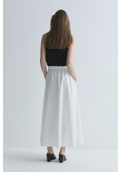 Suud Collection Beyaz Lara Kloş Etek