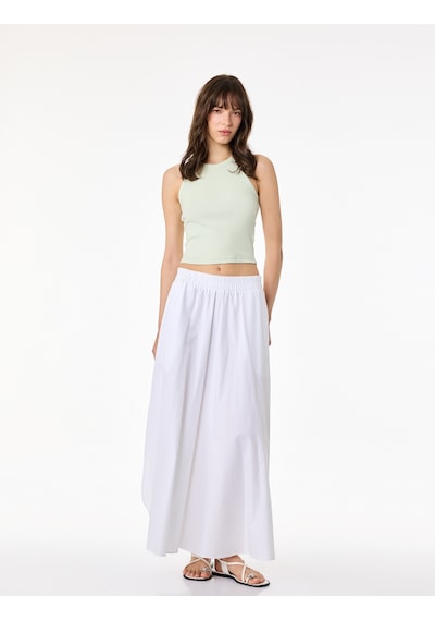 Koton Slim Fit Kolsuz Halter Yaka Bluz Yeşil 6sal30048ık