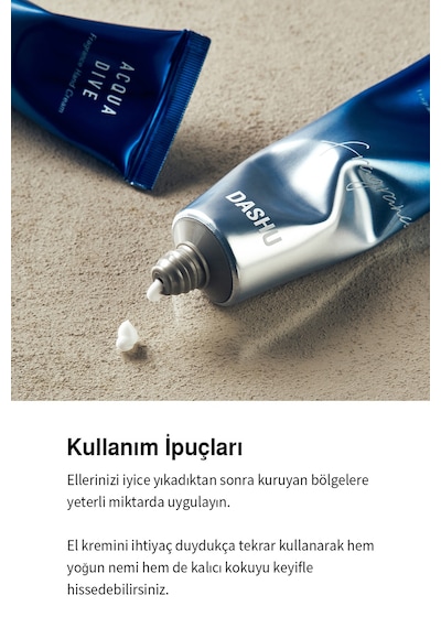 Nemlendirici, Hafif Dokulu Unisex Parfümlü El Kremi Dashu Acqua Dive Perfume Hand Cream