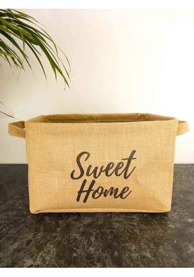 Bitki Tasarımı Sweet Home Jüt Hasır Ev Düzenleyici Mutfak Banyo Salon Sepeti Katlanır Sıvı Korumalı Büyük