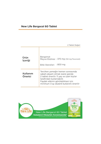 New Life Bergacol 60 Tablet 2 Adet