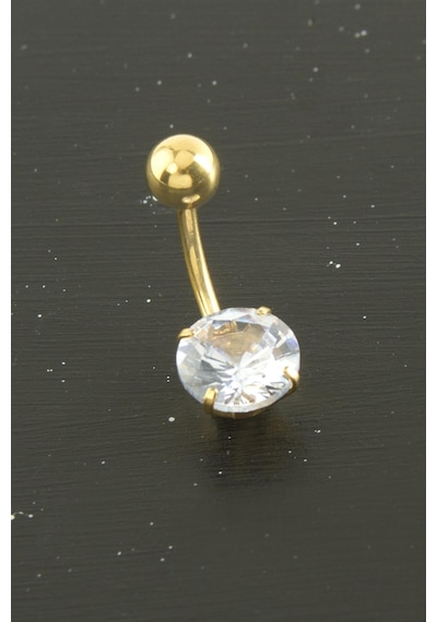 Zenviac456 Yuvarlak Zirkon Taşlı Çelik Piercing 1 Adet Zenviac45678 Sarı