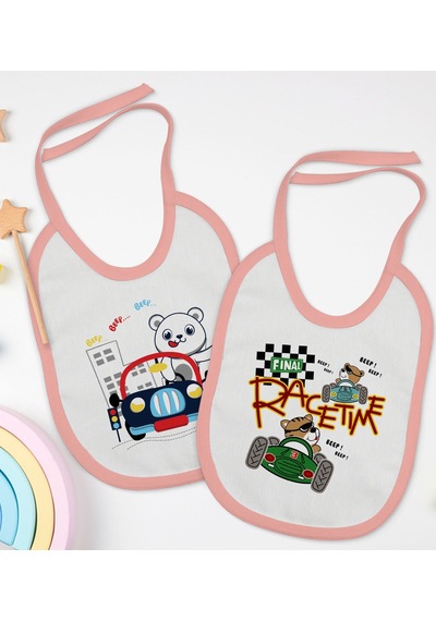 BK Kids Sevimli Sürücü Tasarımlı 2’li Pembe Mama Önlüğü-1 Pembe